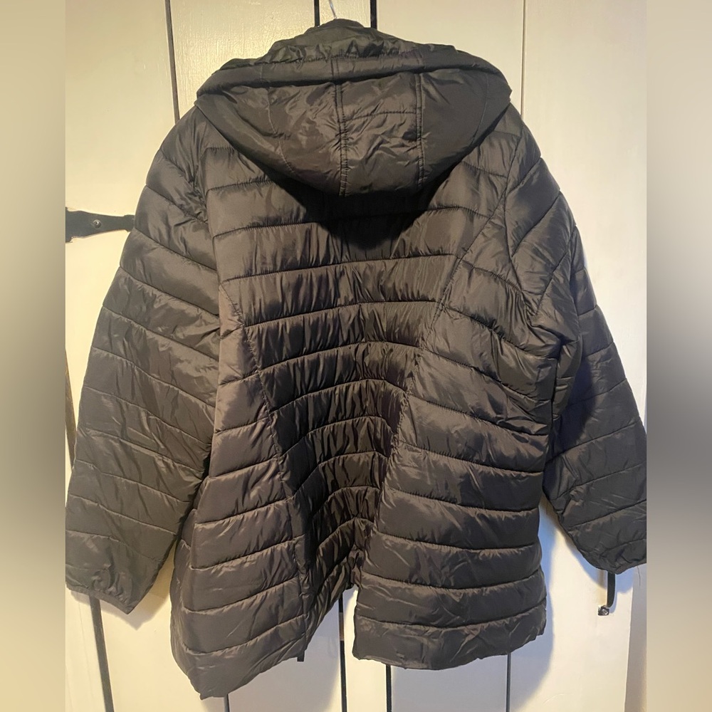 St. John's Bay Black Quilted Hooded Puffer Jacket - Picture 8 of 12